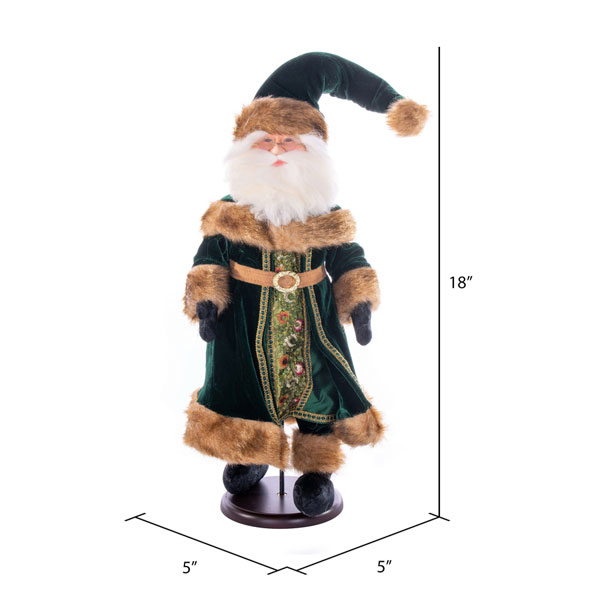 18" Green Velvet Santa Doll with Stand - Image 5
